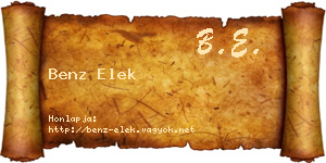 Benz Elek névjegykártya