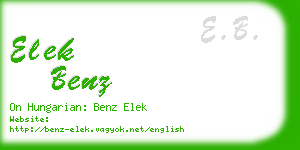 elek benz business card